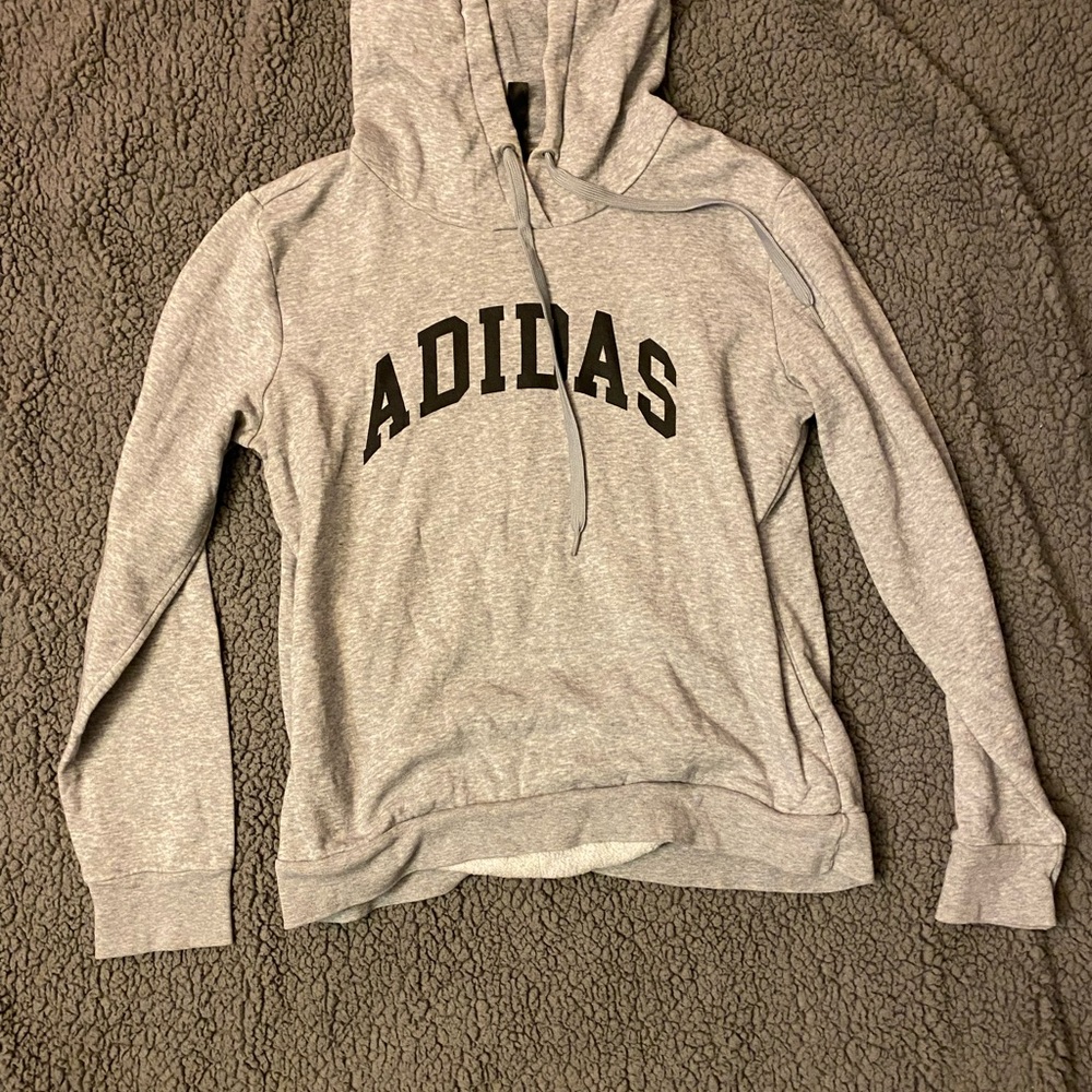 Adidas Light Gray Hoodie with Black Logo